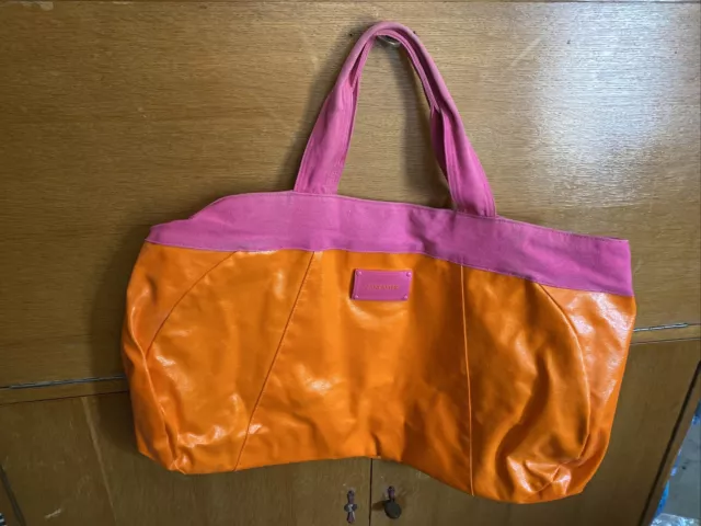 Ancien Sac De Plage Lancaster Cabas Ete Orange Et Rose Vintage