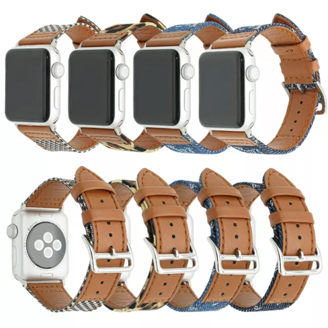 Für A pple Watch Leather Band Strap iWatch Series 9 8 7 6 5 4 3 SE 40/44/41/45mm