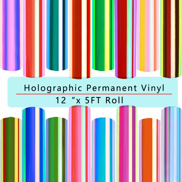 12"x5ft Holographic Sign Making Vinyl Permanent Self Adhesive Vinyl Sticky Back