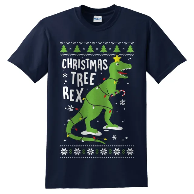 T-shirt albero di Natale-Rex maglietta top maglietta divertente Natale brutto albero dinosauro Rex T Rex