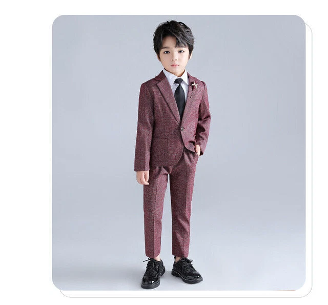 Abiti da ragazzo pezzo abito da sposa pagina bambini ballo festa blu navy rosso 2-11 anni nuovo 8