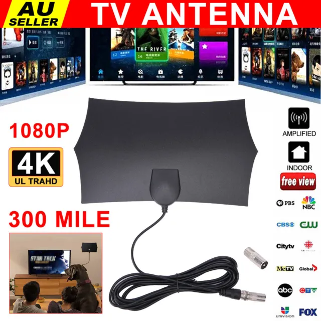 300Mile Range TV Antenna Antena Digital HD Skywire 4K 1080p Indoor HDTV Freeview