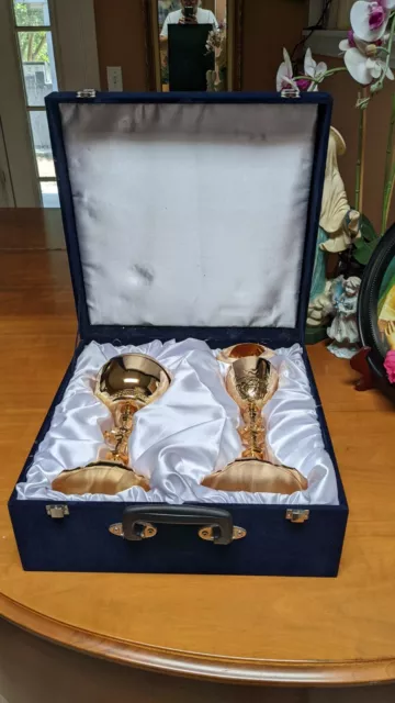 Gold Plated Chalice, Ciborium, and Paten Set with Case 3