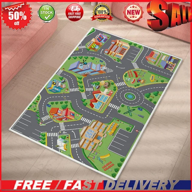 Kids Cartoon Carpet Rectangular Crawling Rug for Playroom Bedroom (60*90cm A)