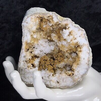 4” Natural Crystal Geode Golden Healer Quartz Iron Citrine Ferroan Dolomite Ky