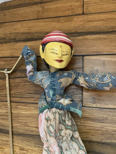 Vintage Asian Marionette String Puppet Wooden Handmade Traditional Clothing 19”