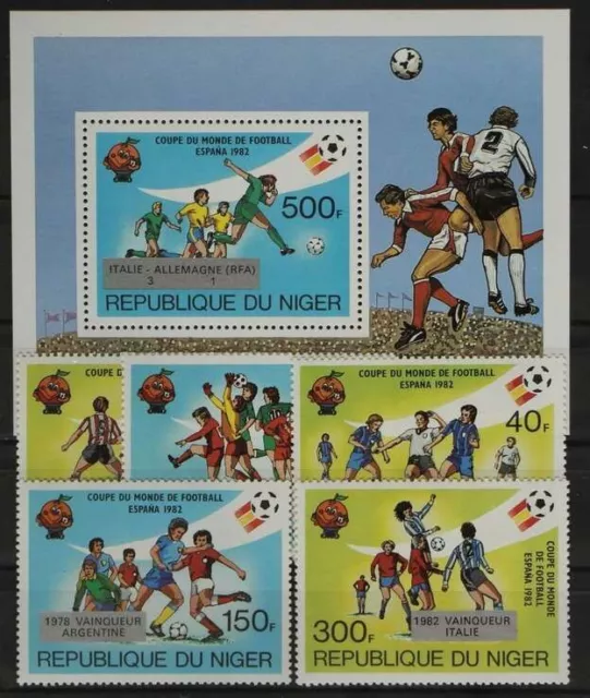 Niger 814-818 und Block 39 postfrisch Fußball #GC467