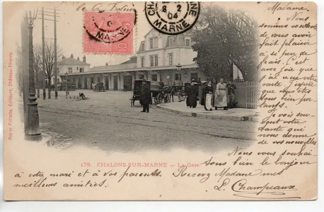 CHALONS SUR MARNE - Marne - CPA 51 - Gare - façade - attelages - 3 - cpa 1900