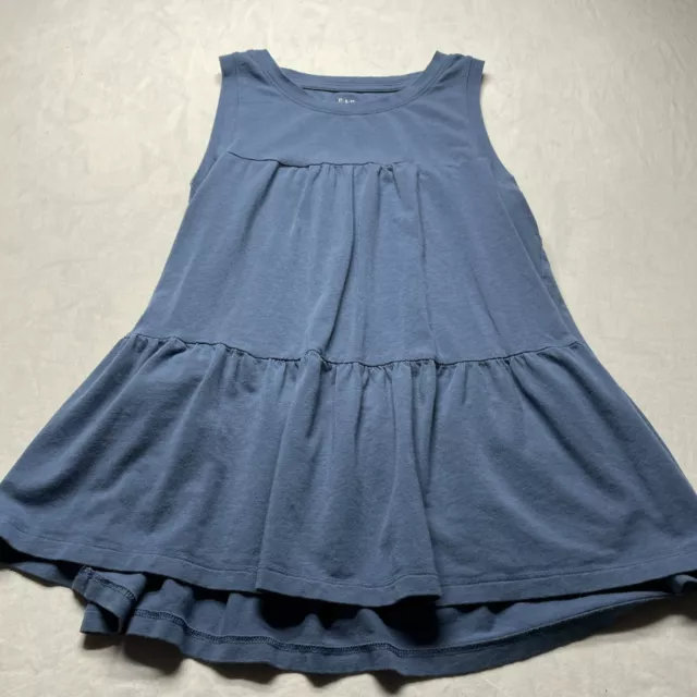 GAP Womens Babydoll Tank Top Blue Cotton Sleeveless Shirt  Blouse M Medium
