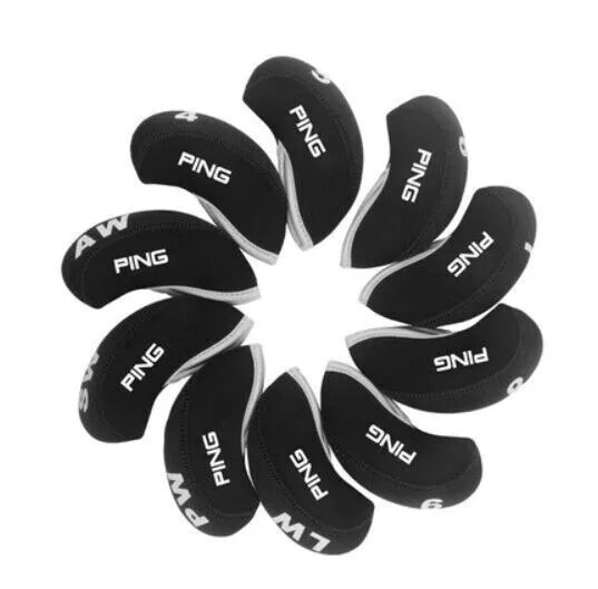 Black Ping Neoprene Golf Iron Covers Headcover 10Pcs Quality UK Stock