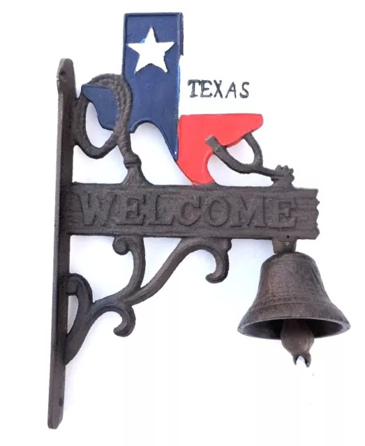 Texas Bell Welcome Dinner & Door Wall Mount New Cast Iron Rustic Old Fashion