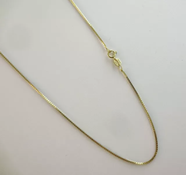 Real 14k Gold Box Chain 16,18,20,22,24 Inch 1mm Solid Yellow Gold Necklace ITALY