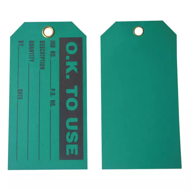 GRAINGER APPROVED 8CLC6 Prod Stat Tag,3 x 5-3/4 In,Bk/Grn,PK100