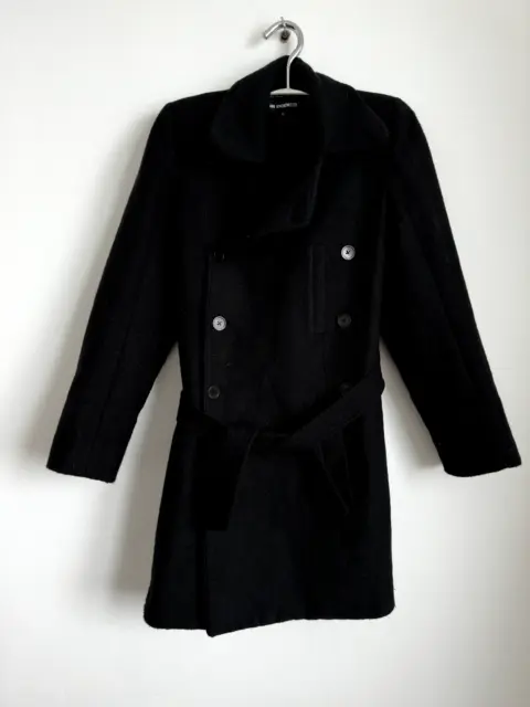 Ann Demeulemeester womens belted black coat sz 36
