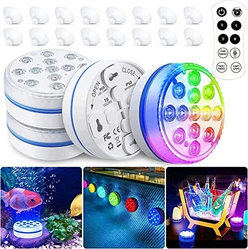 BOZHZO Eclairage Piscine LED 4 Pcs LED Piscine Sous l'eau IP68 Étanche 10 RGB...