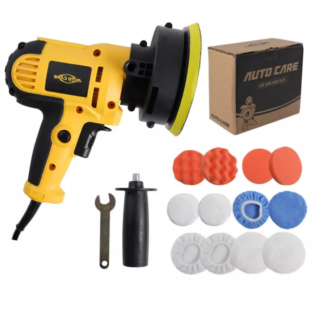 980W Car Polisher Buffer Sander 700W Auto Polishing Machine w/5" Pad Bonnet Kit