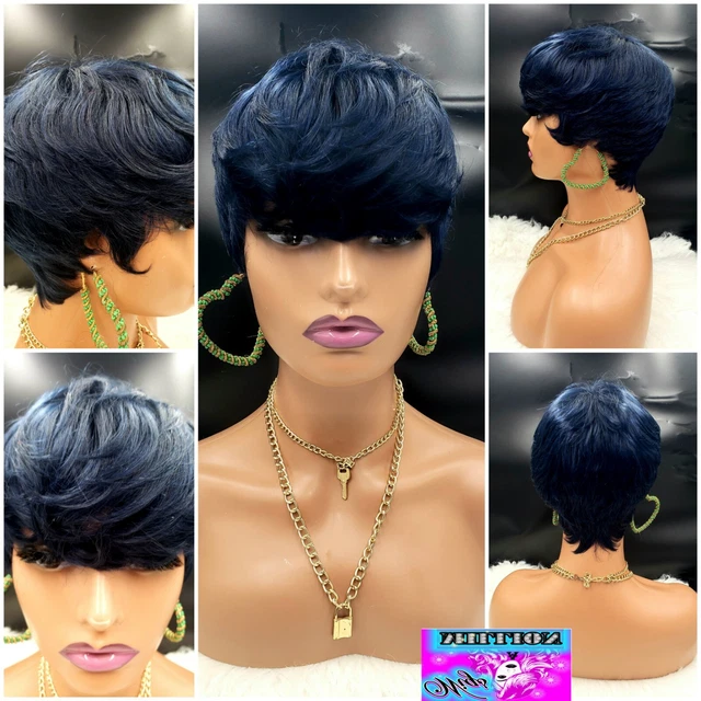 Queen" Short pixie mohawk wig, remy human hair, 130% density glueless wig
