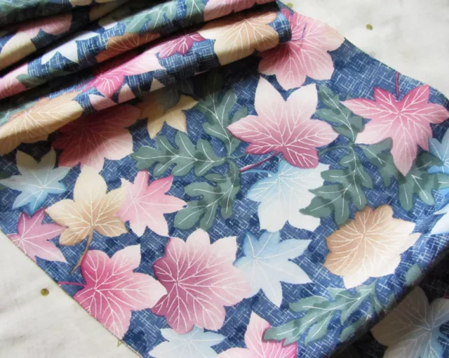 Vintage Japanese Kimono Wedding Silk Fabric Piece Falling Maple Leaves 65ins