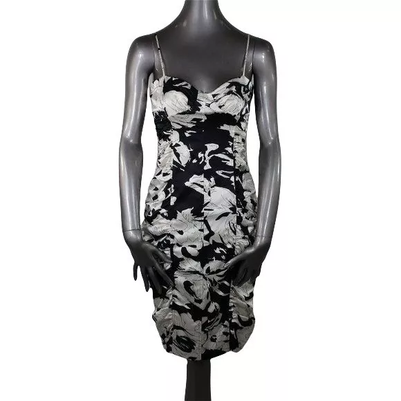 David Meister New NWT Black White Floral Dress 2