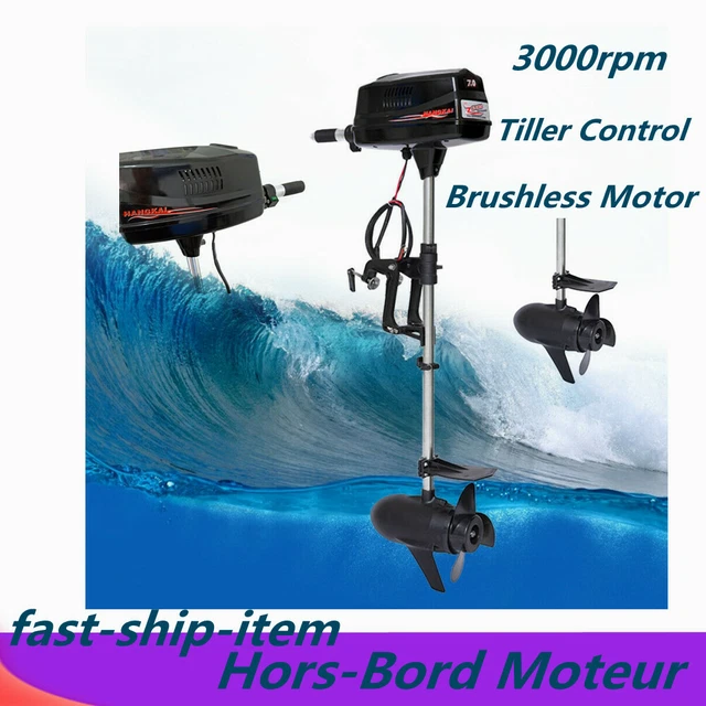 HANGKAI Moteur Hors-Bord 48V 1800W Outboard Motor Fishing Boat Engine 3000RPM