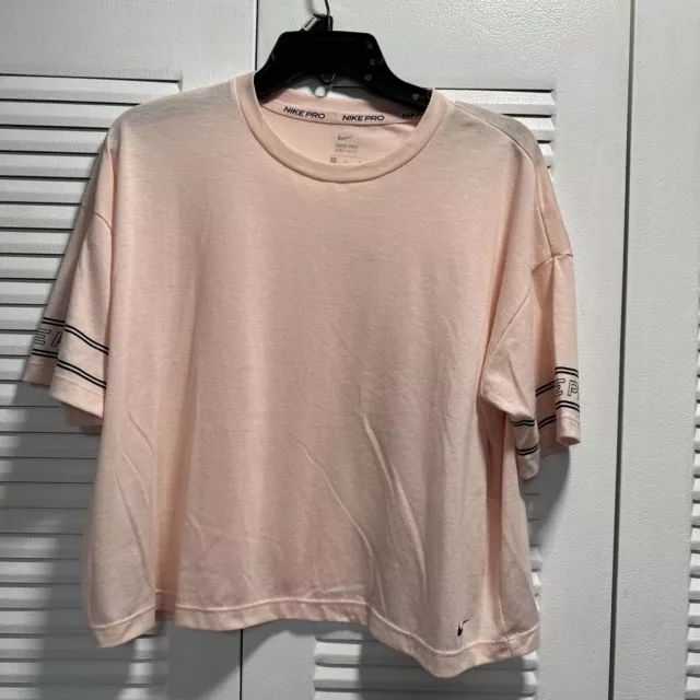 Nike Pro Shirt  Womens Medium Crop Top Pink Oversized Loose