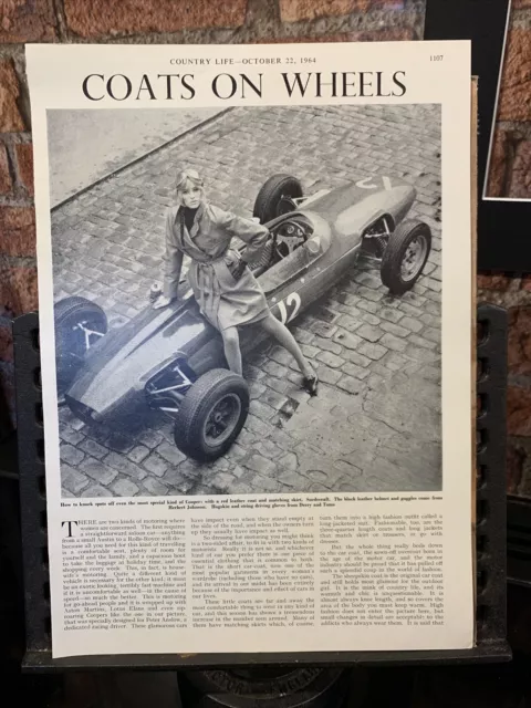 1964 Couture Damenmode Bewertung B&W Fotos Werbung Rennwagen Cooper 5