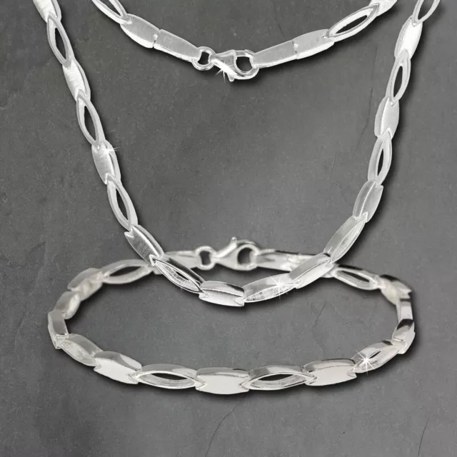 SilberDream Schmuck Set Collier & Armband für Damen oval matt Silber SDS403