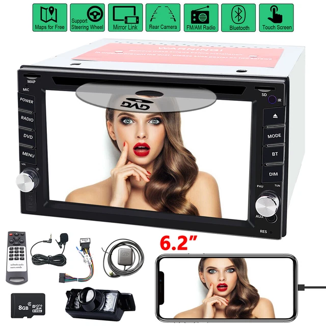 6.2" Touch Screen Double 2DIN Car DVD CD Radio Stereo Player Bluetooth HD Camera
