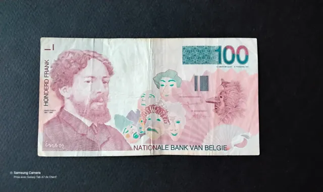 Billet De Banque 100fr Belge James Ensor En Bon État 0 Epinglage