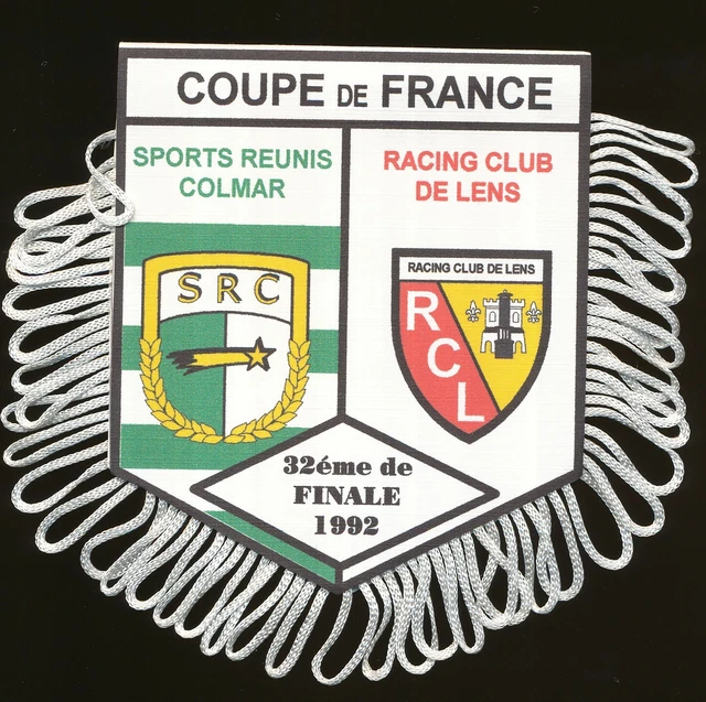 Fanion AS Mutzig Vs RC Lens - 32ème Coupe De France 1976 - 10x9 Cm