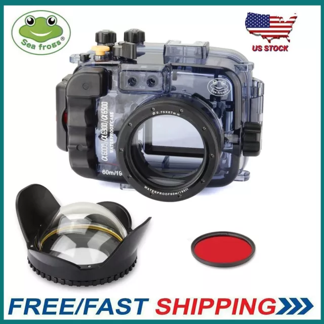 SeaFrogs Underwater Camera Housing Case for Sony A6500 A6300 A6000+Dome Port Kit