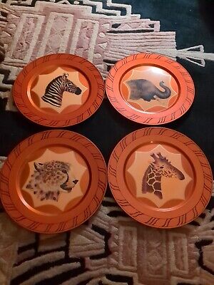 "Lote de 4 cargadores de placas decorativos para animales jirafa elefante guepardo cebra 13"