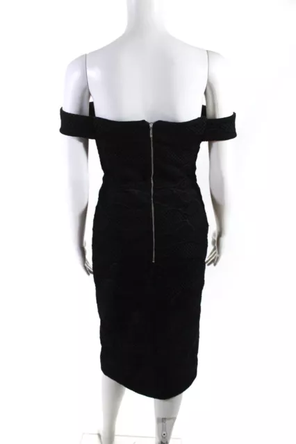 Nicholas Womens Mesh Texture Abstract Off-the-Shoulder Sheath Dress Black Size 4 3