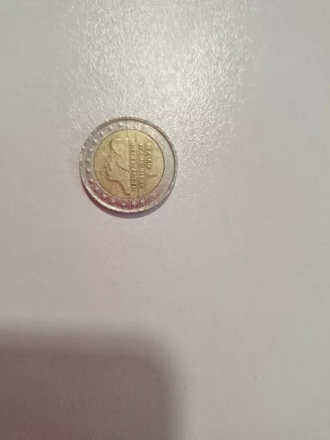 Pièce de 2 Euros  " Beatrix Koningin Der Nederlanden " 2001 . Pièce Rare.