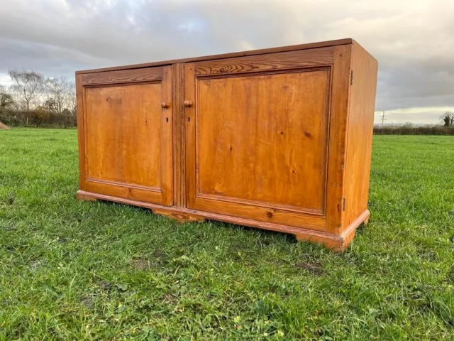 Antique Pine Sideboard Linen Cupboard Dresser Larder Kitchen Base Press Shelves