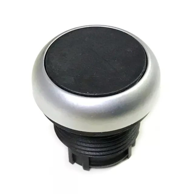 EATON M22-D-S Pushbutton 22.5mm Flush Mounted Black Actuator Silver Bezel ✦KD