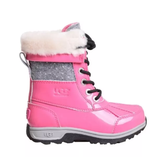 Ugg Butte Ii Patent Leather Hot Pink Waterproof Shearling Girls Boots Size: 2