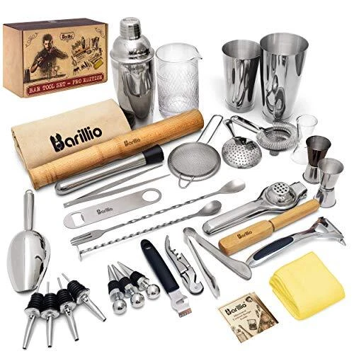 Juego de agitadores de cócteles kit de barman de BARILLIO juego completo de herramientas de barra | mancha...