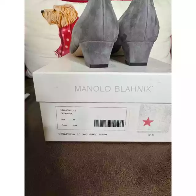 NEW MANOLO BLAHNIK Okkatopla Suede Low Pumps Heels Gray size 36 $439.99 ...