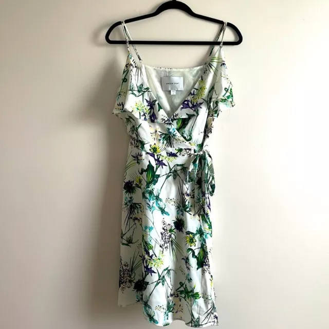 Amour Vert Silk Wrap Floral Dress - Size S