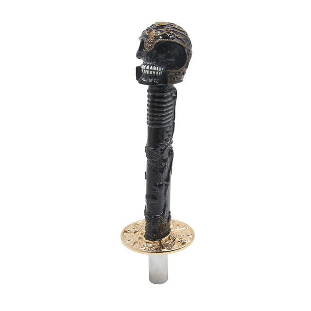 10.6" Long Black Skull Head Design Manual Gear Shift Knob Shifter Lever for Car