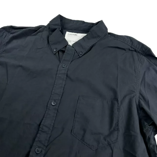 Entireworld Men's 100% Cotton L/S Button Pocket Shirt Black • XL