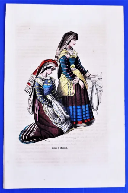 Dally - Costumi Del Regno Di Napoli - Molise - Miranda - Acquerellata - 1847