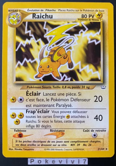 Carte Pokemon RAICHU 21/64 RARE Néo Révélation Wizards FR Proche NEUF