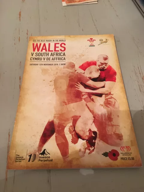 2010 Wales V South Africa Autumn International Test Rugby Union Programme