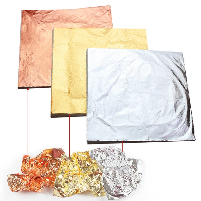 100 Blätter Gold Silber Kupfer Blatt Folie Papier Essbar Gleiten Basteln Dekor