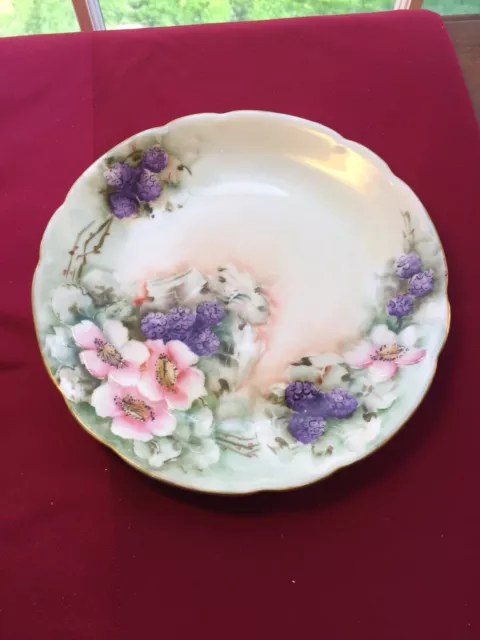 Vintage Signed Louise Bavaria Hand Painted Floral Porcelain Plate 8 3/4"