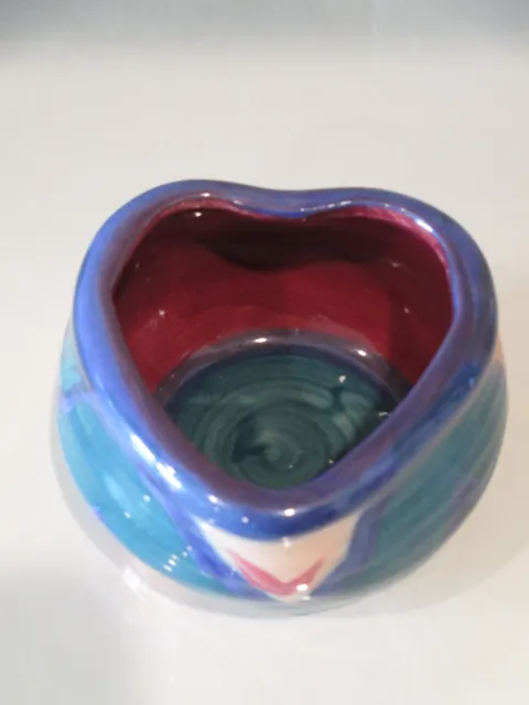 Gail Pittman Pottery Trinket Dish / Bowl, Heart Shaped, Signed