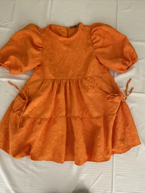 ASOS Design - Gorgeous  Orange Tiered Dress - Size 10 - Petite -