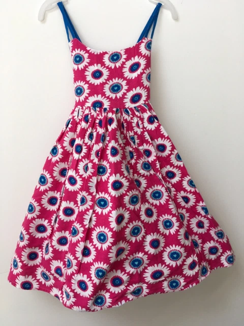 Age 2-3 Years M&S Girls Summer Strappy Dress Pink, White, Blue Flowers & Hearts